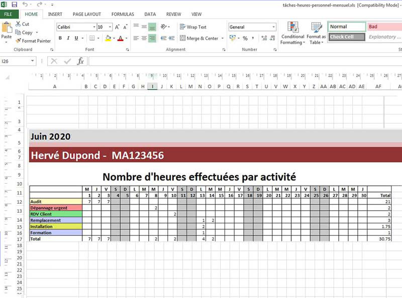 Créez un modèle de planning dans Excel avec PlanningPME