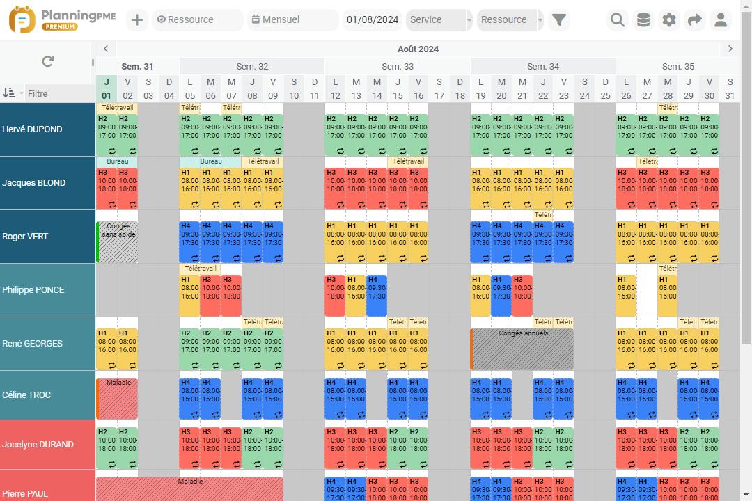 Planning des horaires